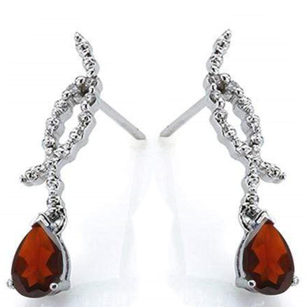 1.5ctw Pear Cut Garnet And Diamond Dangle Twist Earrings In Platinum Over Sterling Silver