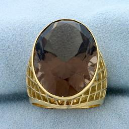 20ct Smokey Topaz Statement Ring In 18k Yellow Gold