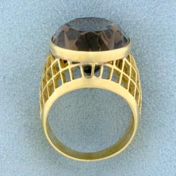 20ct Smokey Topaz Statement Ring In 18k Yellow Gold