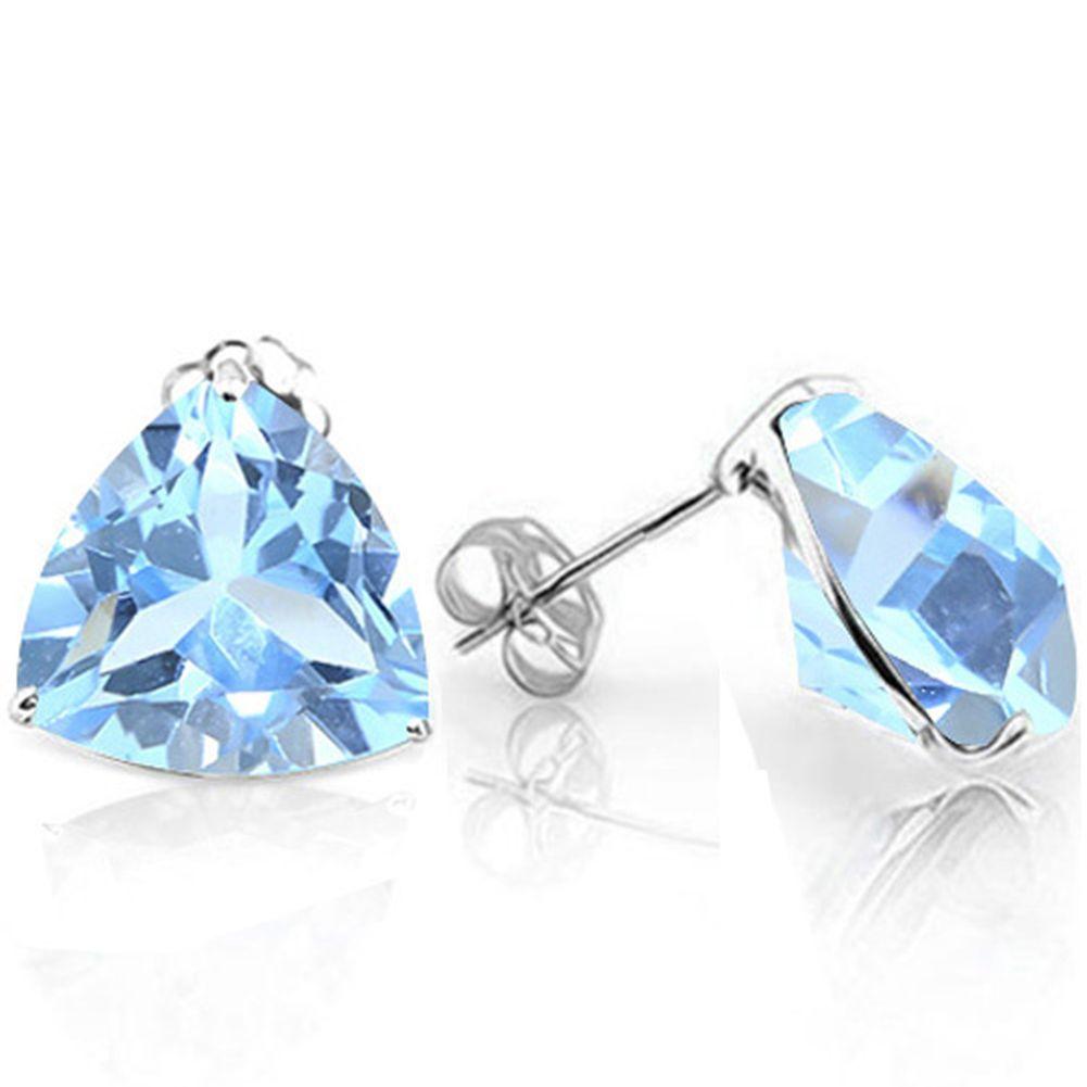 8mm Trillion Cut Sky Blue Topaz 4.2ctw Stud Earrings In Sterling Silver