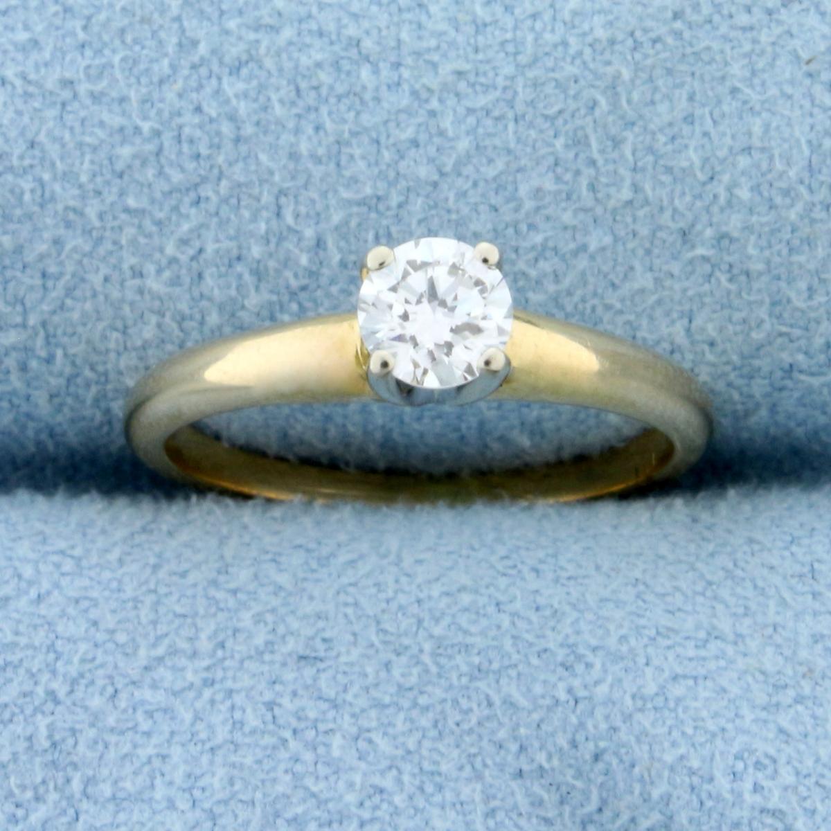 1/3ct Solitaire Diamond Engagement Ring In 14k Yellow And White Gold