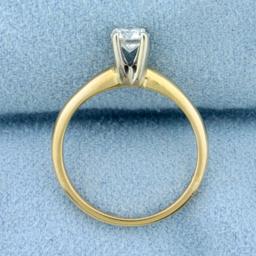 1/3ct Solitaire Diamond Engagement Ring In 14k Yellow And White Gold
