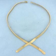 Designer Choker Necklace In 14k Yellow Gold