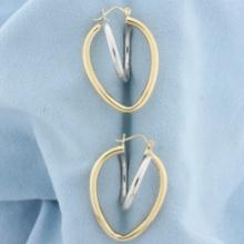 Abstract Heart Hoop Earrings In 14k White And Yellow Gold