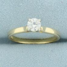 Diamond Solitaire Engagement Ring In 14k Yellow Gold