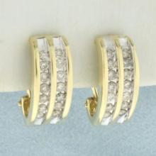 Diamond Half Hoop Earrings In 14k Yellow Gold