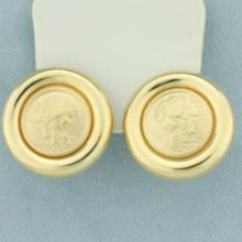 Greek Goddess Aphrodite Button Earring In 14k Yellow Gold