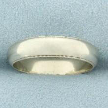 Milgrain Beaded Edge Wedding Band Ring In 14k White Gold