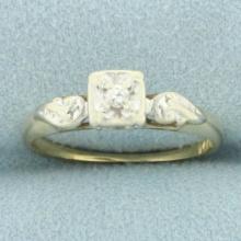 Antique Diamond Engagement Ring In 14k Yellow And White Gold