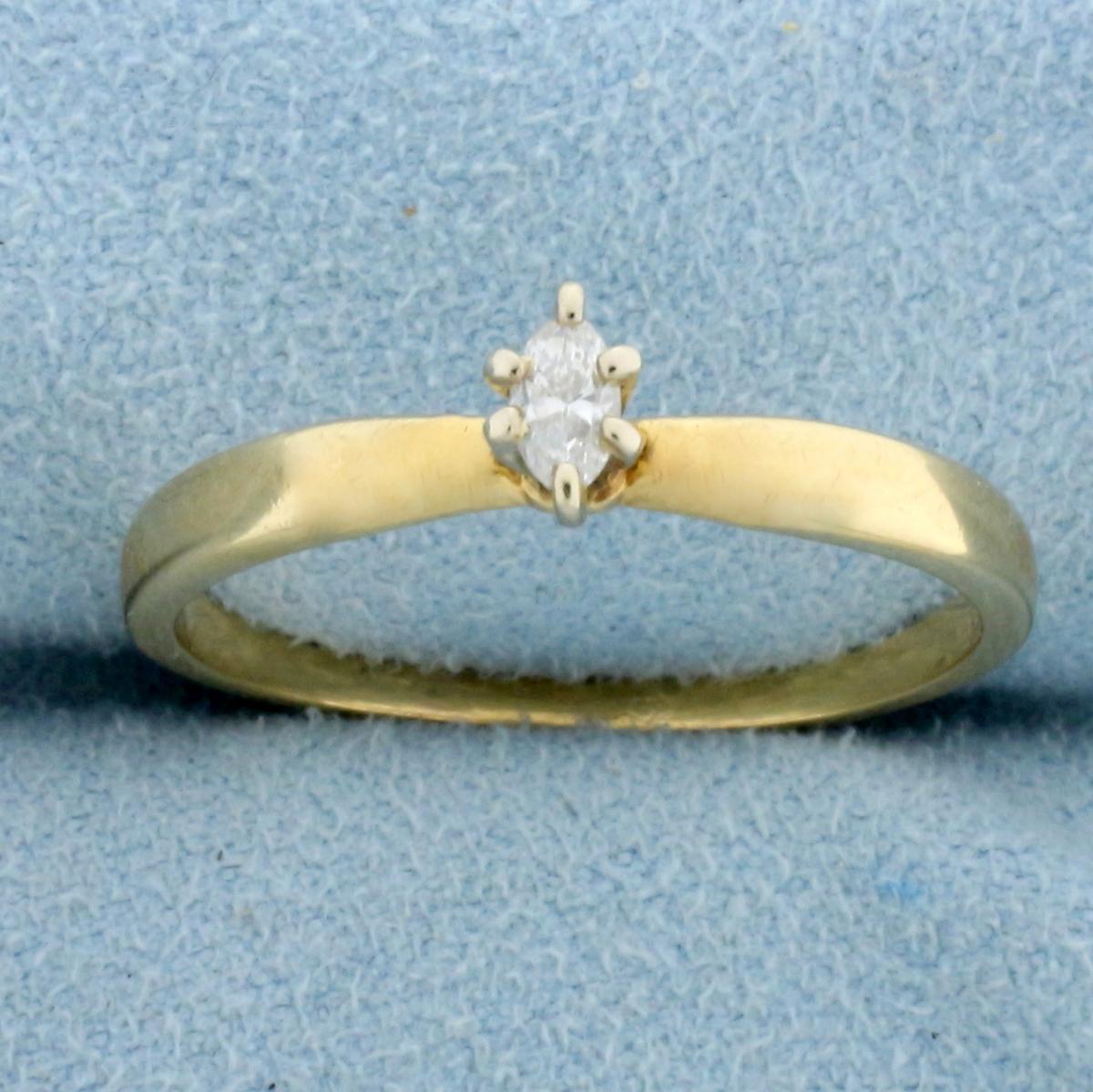 Marquise Solitaire Diamond Engagement Ring In 14k Yellow Gold