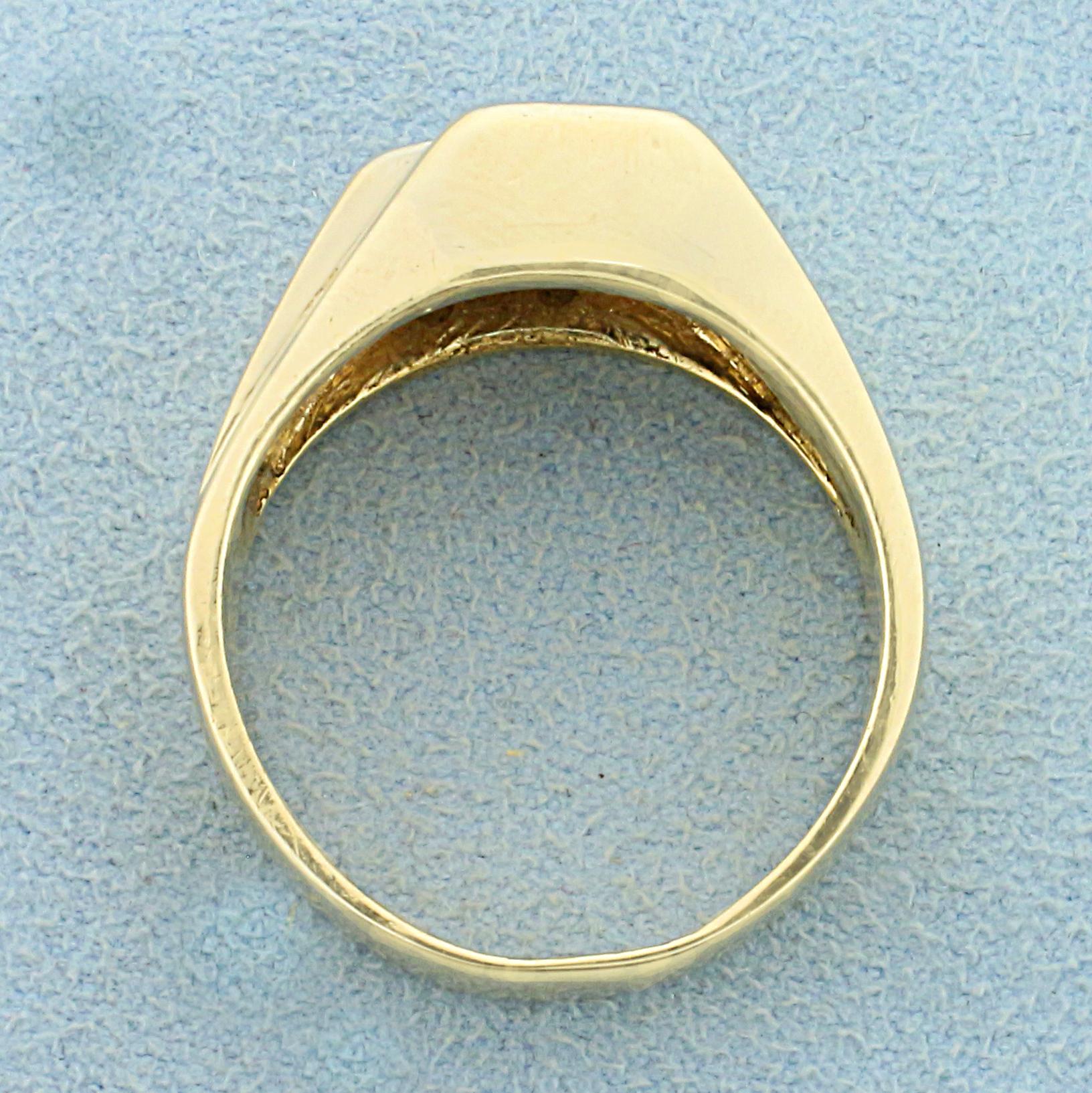 1/4ct Tw Diamond Step Design Ring In 14k Yellow Gold