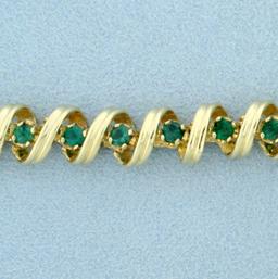 Unique 2.7ct Tw Natural Emerald Spiral Design Bracelet In 14k Yellow Gold