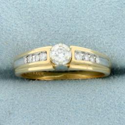 1/3ct Tw Diamond Engagement Ring In 14k Yellow And White Gold