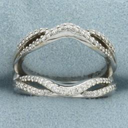 Pave Set Diamond Ring Jacket In 14k White Gold