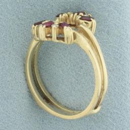 Ruby And Diamond Ring Jacket In 14k Yellow Gold