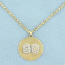 Number 80 Diamond Medallion On Rope Chain In 14k Yellow Gold