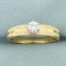 Diamond Solitaire Engagement Ring In 14k Yellow Gold