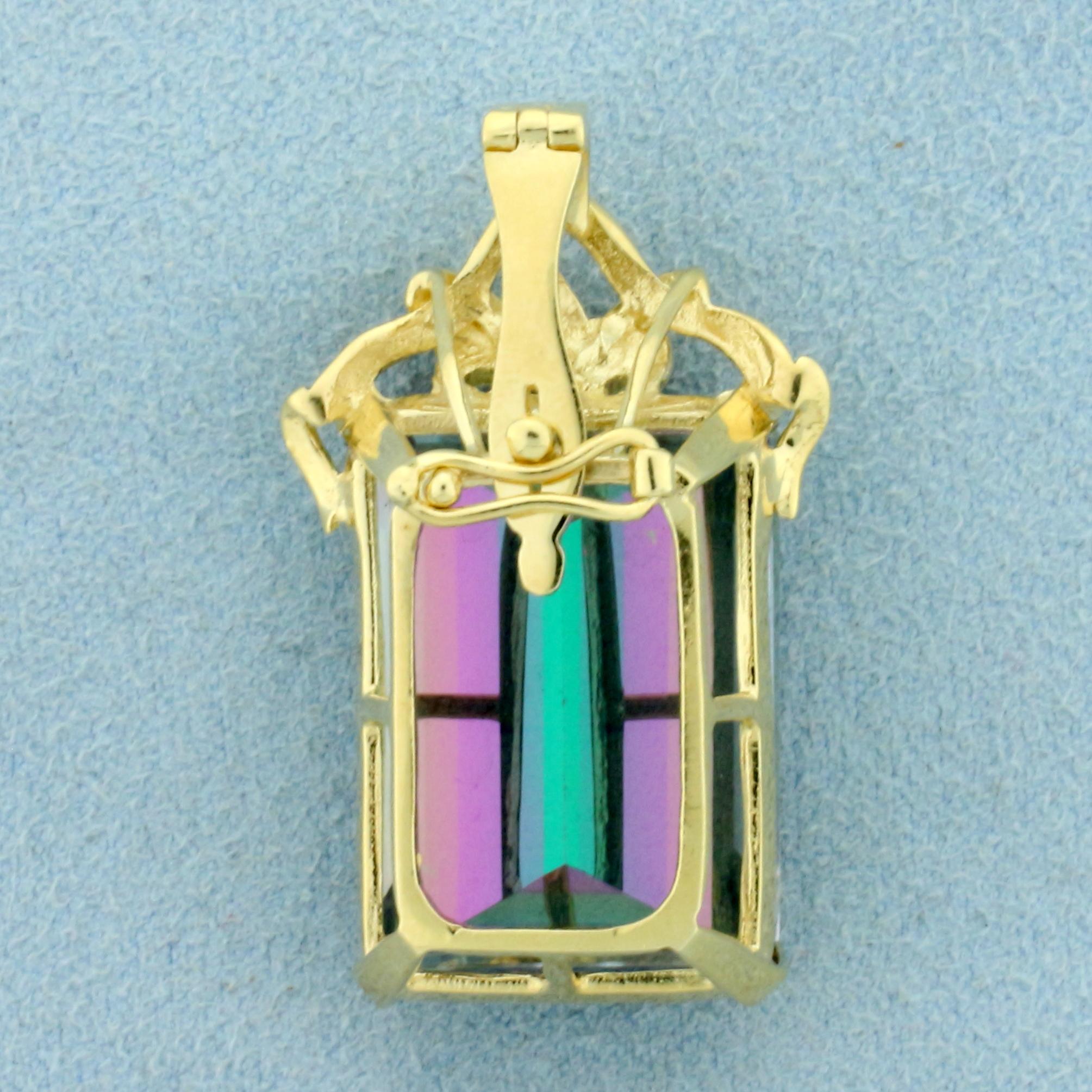 35ct Mystic Topaz Pendant In 14k Yellow Gold