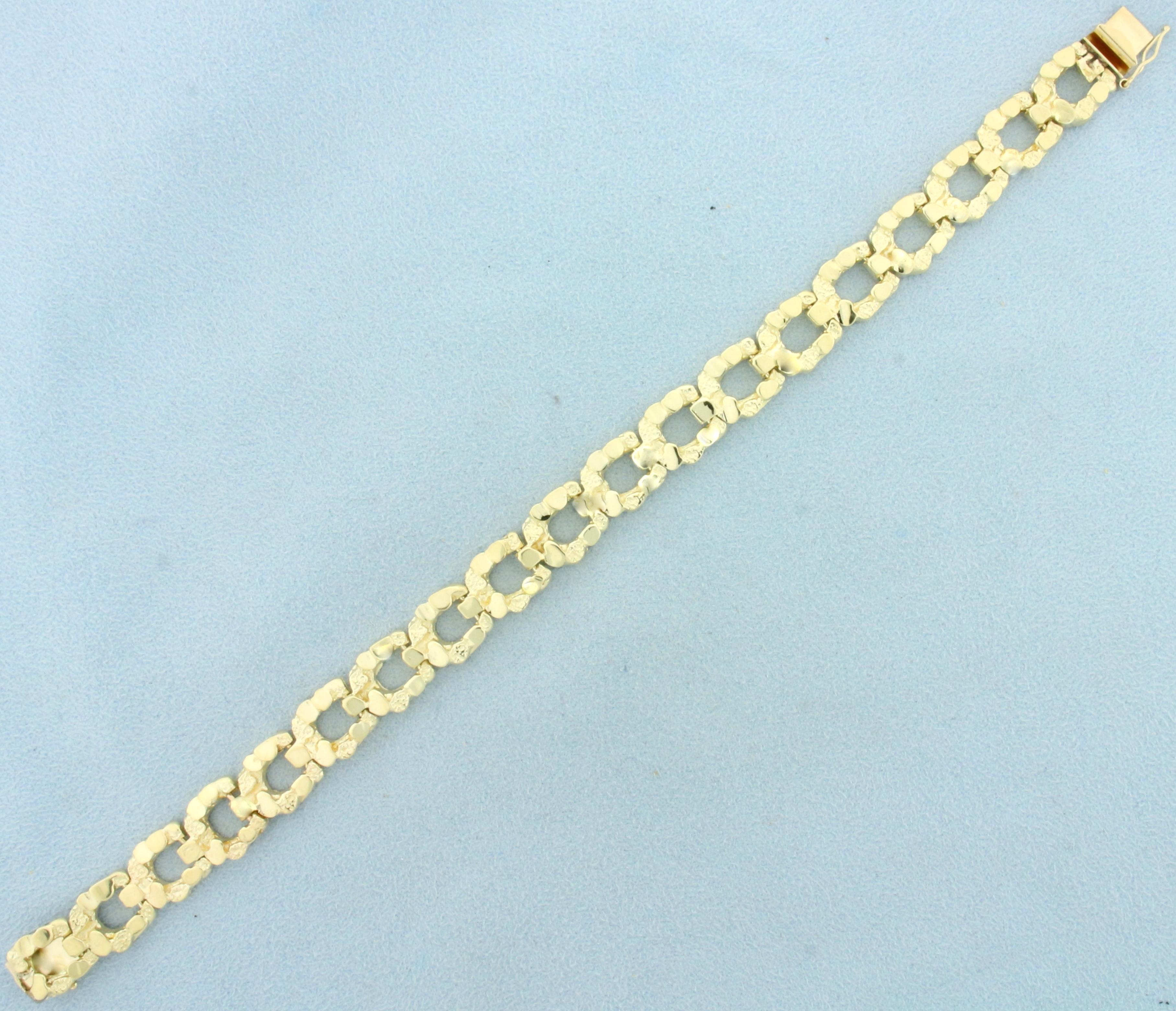 Nugget Link Bracelet In 14k Yellow Gold