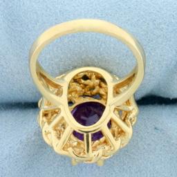 Vintage 5ct Amethyst Solitaire Ring In 14k Yellow Gold