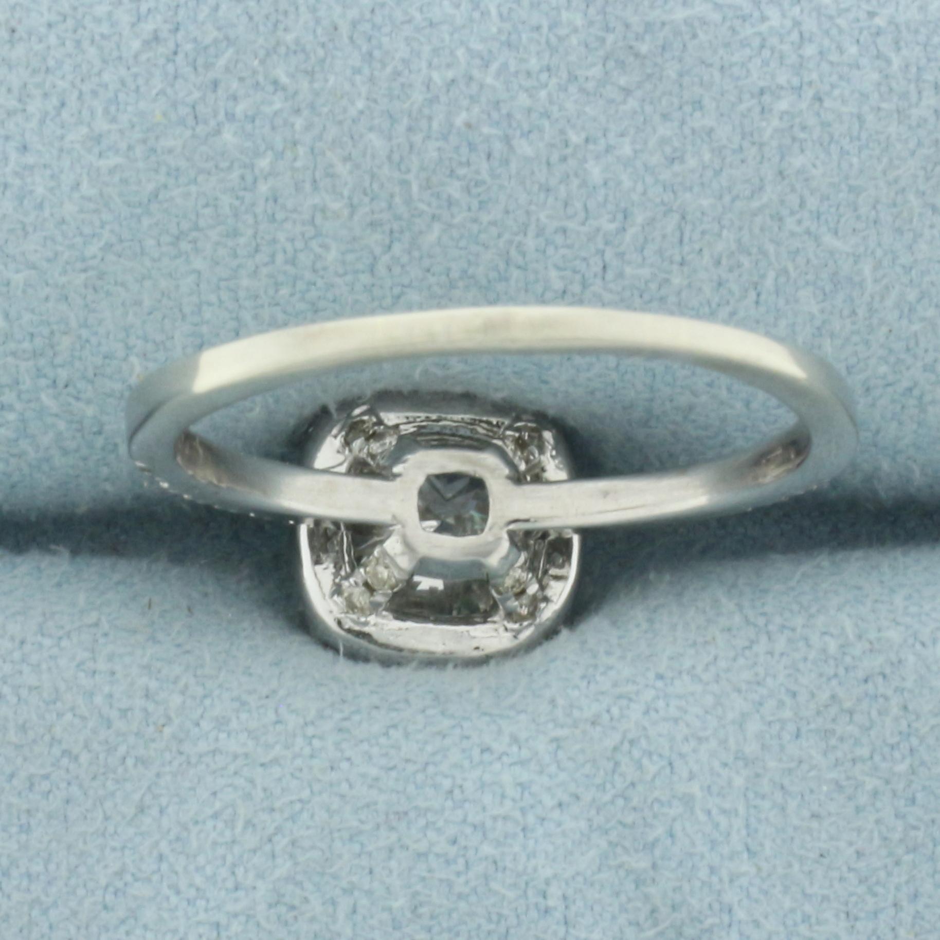 Diamond Halo Engagement Ring In 14k White Gold