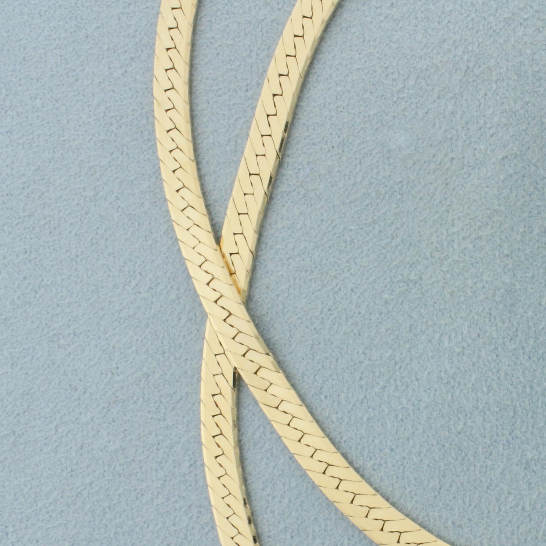 24 Inch Herringbone Chain Necklace In 14k Yellow Gold