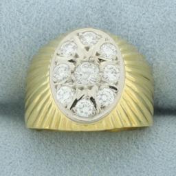 Italian Diamond Bulls Eye Target Design Ring In 18k Yellow Gold