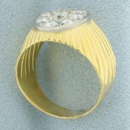 Italian Diamond Bulls Eye Target Design Ring In 18k Yellow Gold