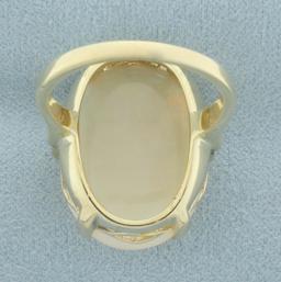 12ct Opal Solitaire Statement Ring In 14k Yellow Gold