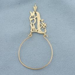 #1 Mom Diamond Cut Charm Holder Pendant In 14k Yellow Gold