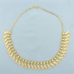 Diamond Cut Leaf Design Necklace In 22k Yellow Gold