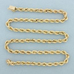 18 Inch Rope Link Chain Necklace In 14k Yellow Gold