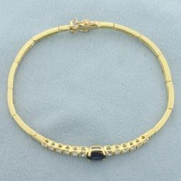 Sapphire And Diamond Bracelet In 18k Yellow Gold