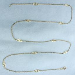 Italian 25 Inch Infinity Symbol Station Necklace In 14k Yellow Gold