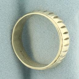 Mens Scalloped Design Wedding Band Ring In 14k Yellow Gold