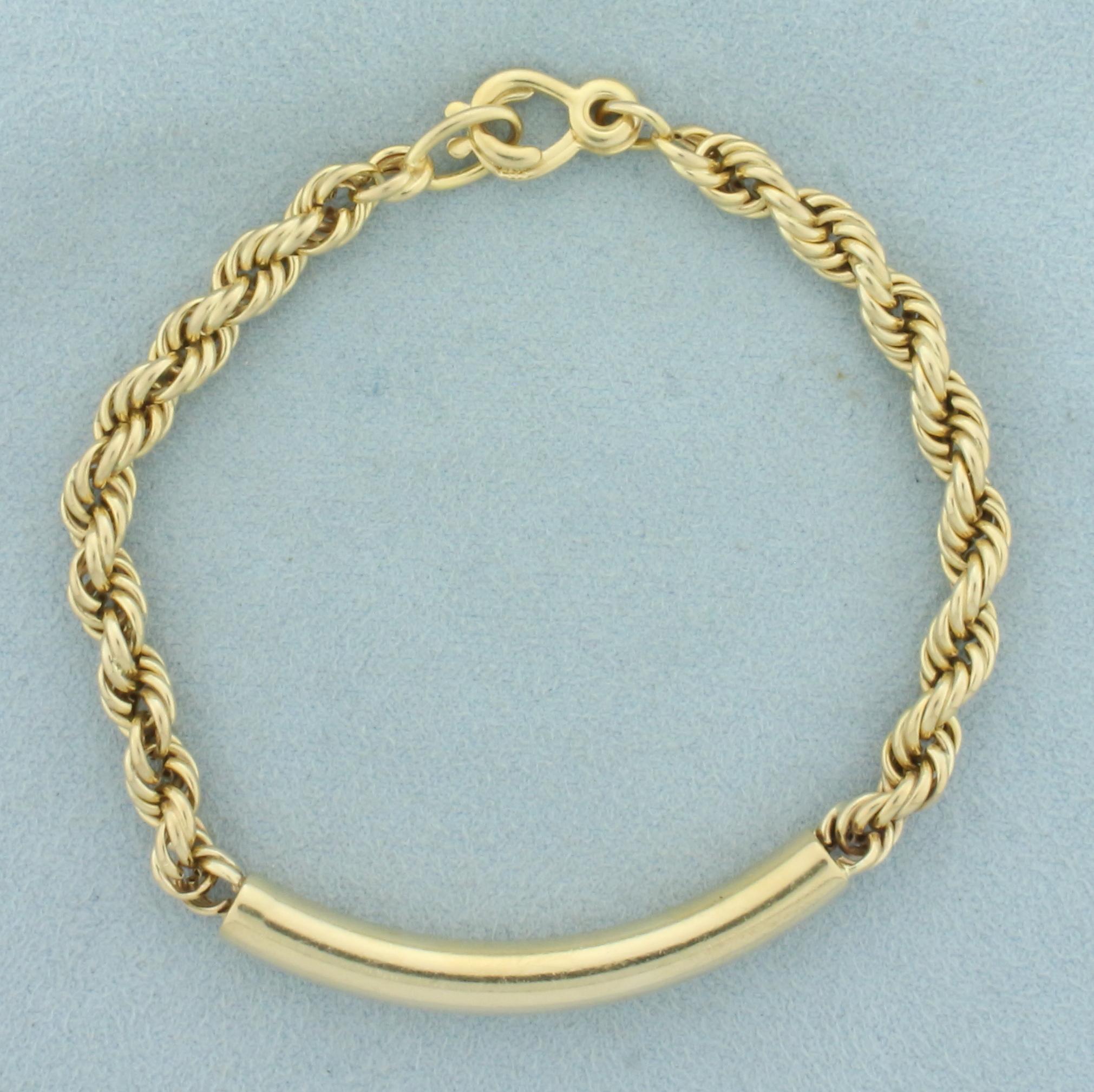 Tube Center Rope Bracelet In 14k Yellow Gold