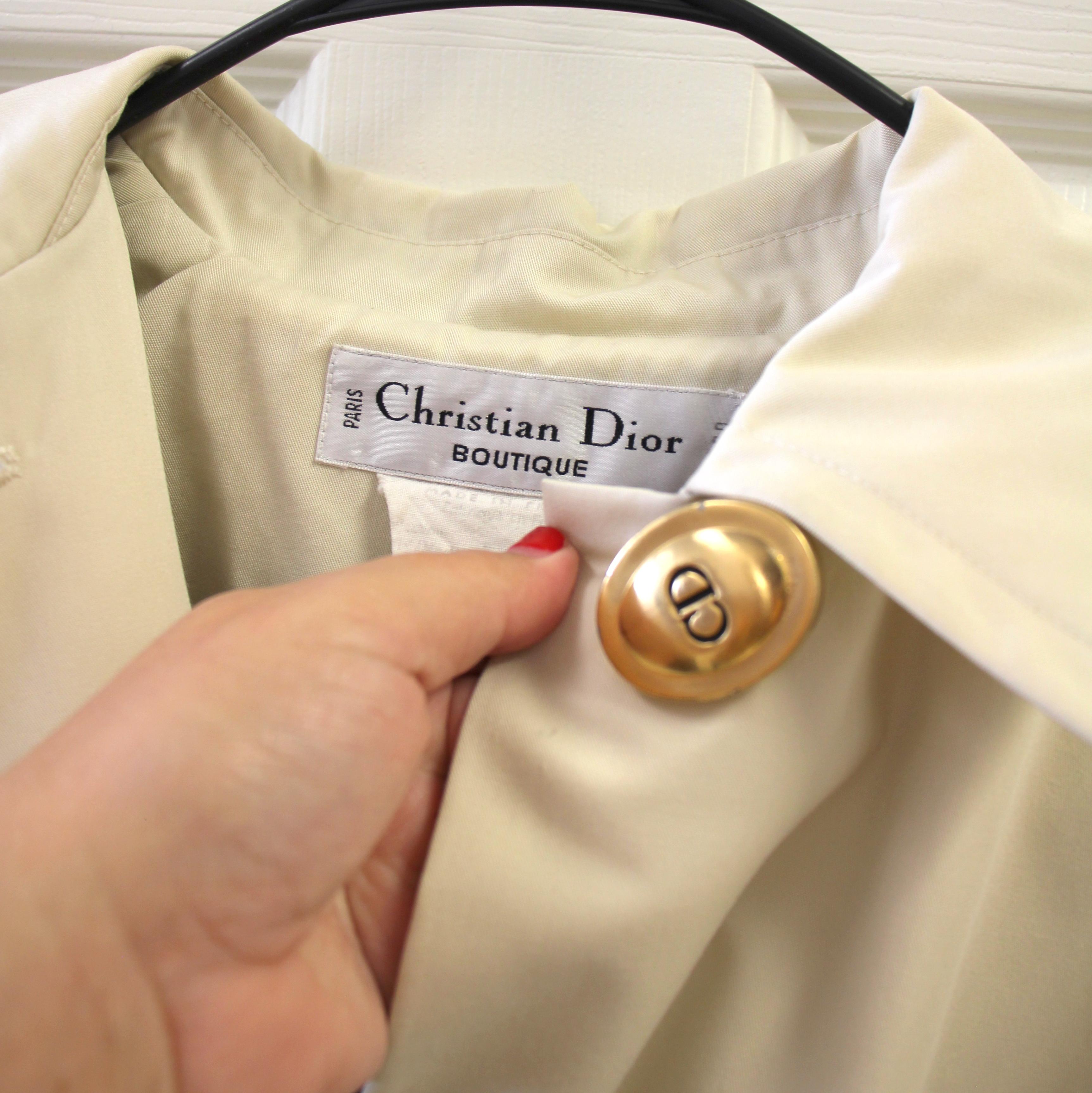 Christian Dior Boutique Beige Belted Gold Hardware Trench Coat