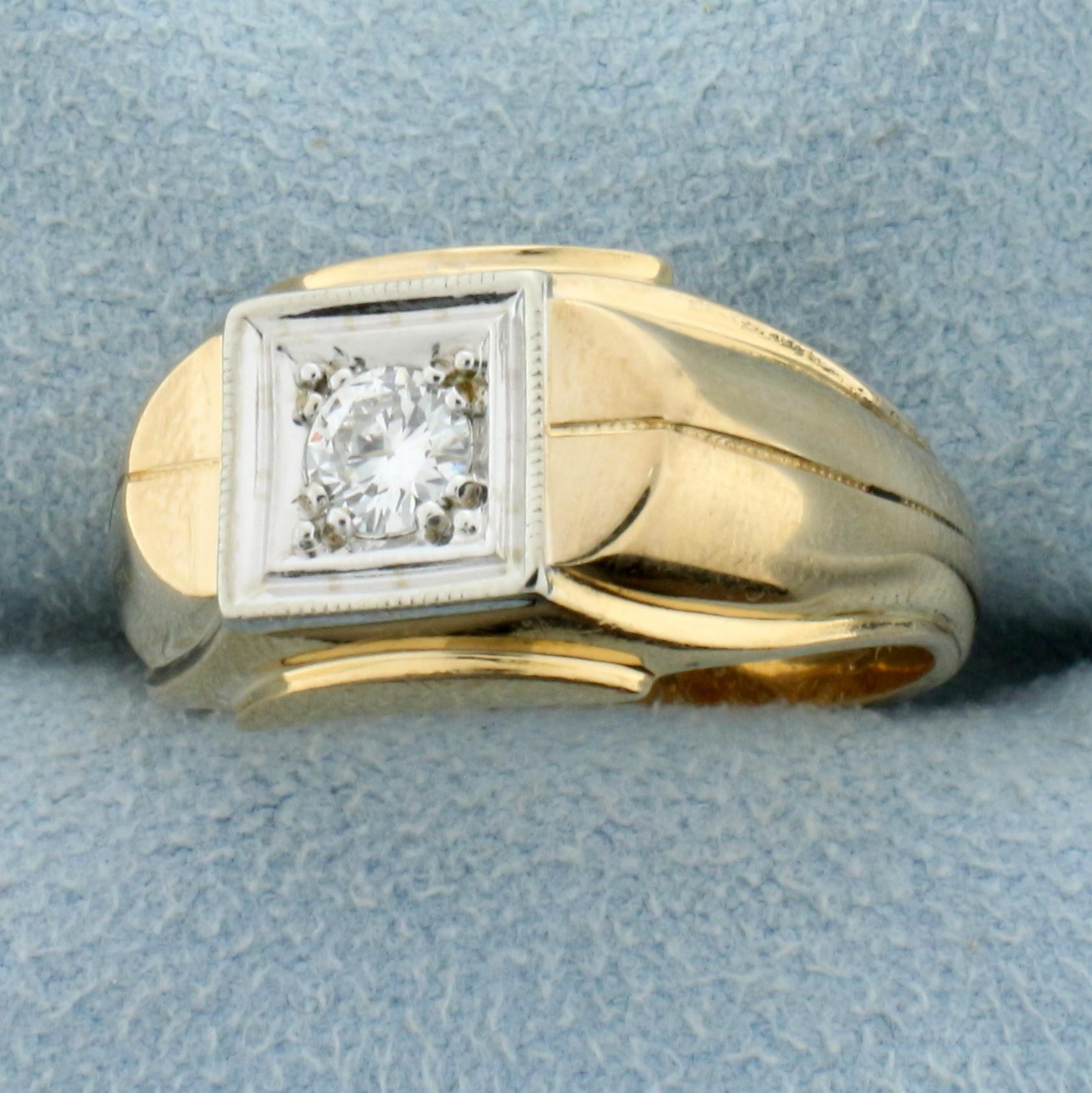 1/3ct Solitaire Diamond Ring In 14k Yellow And White Gold