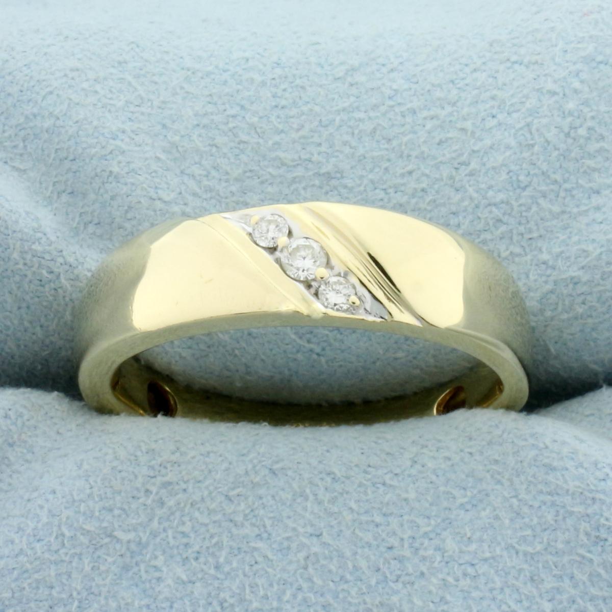 Men's Diamond Wedding Or Anniversary Band Ring In 14k Yellow And White Gold