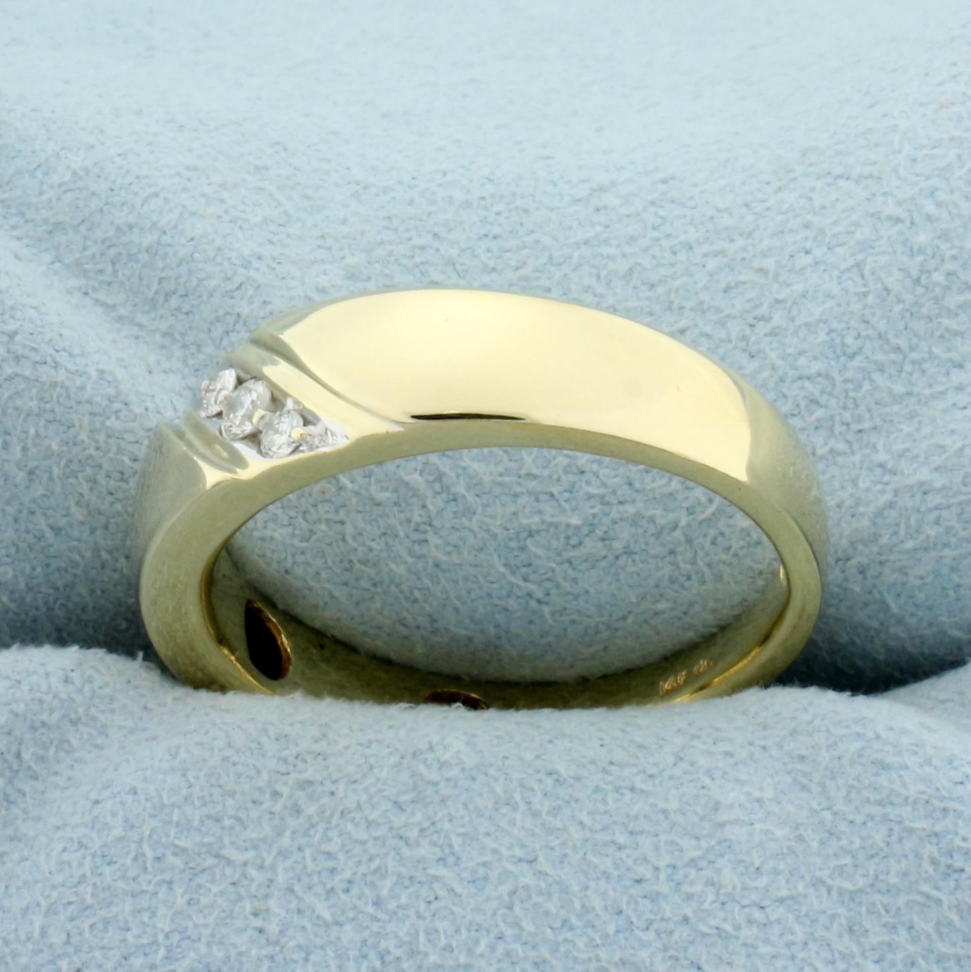 Men's Diamond Wedding Or Anniversary Band Ring In 14k Yellow And White Gold