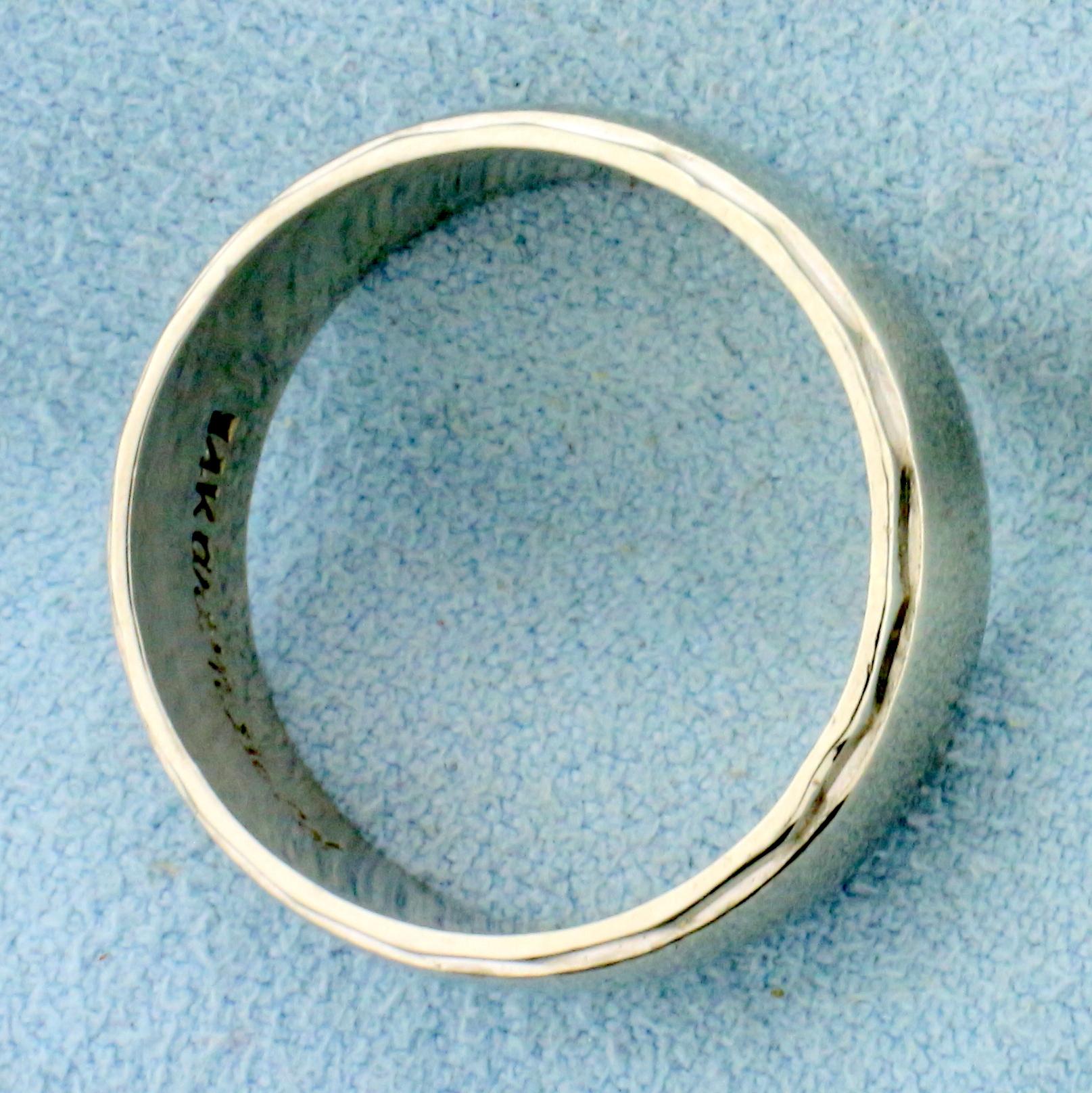 Wide 8mm Wedding Band Ring In 14k White Gold