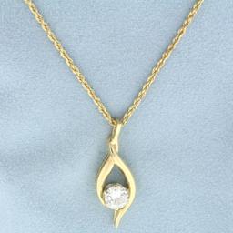 1ct Solitaire Diamond Necklace In 14k Yellow Gold