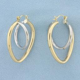 Abstract Heart Hoop Earrings In 14k White And Yellow Gold