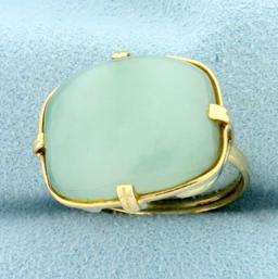 Large Natural Jade Statement Ring In 14k Yellow Gold