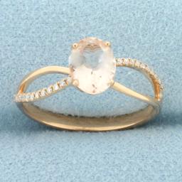 Morganite And Diamond Ring In 14k Rose Gold