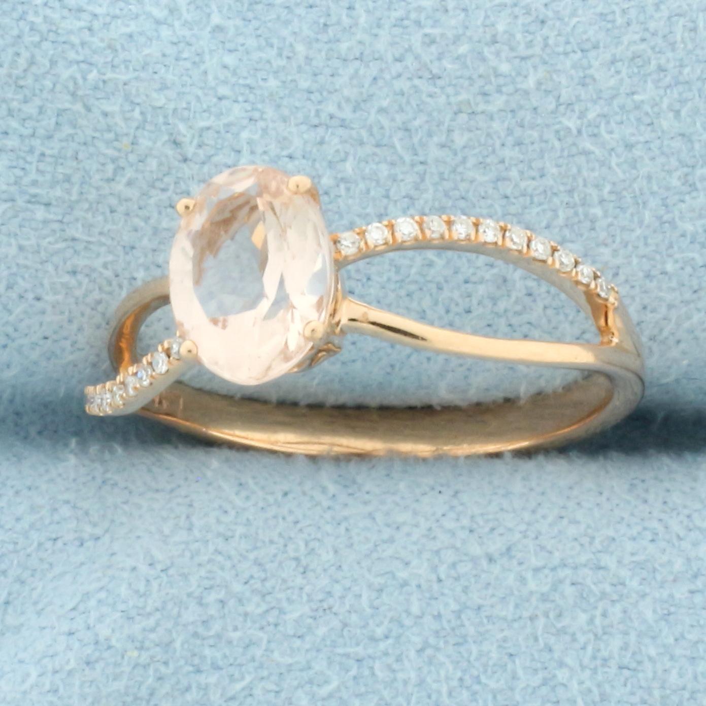 Morganite And Diamond Ring In 14k Rose Gold