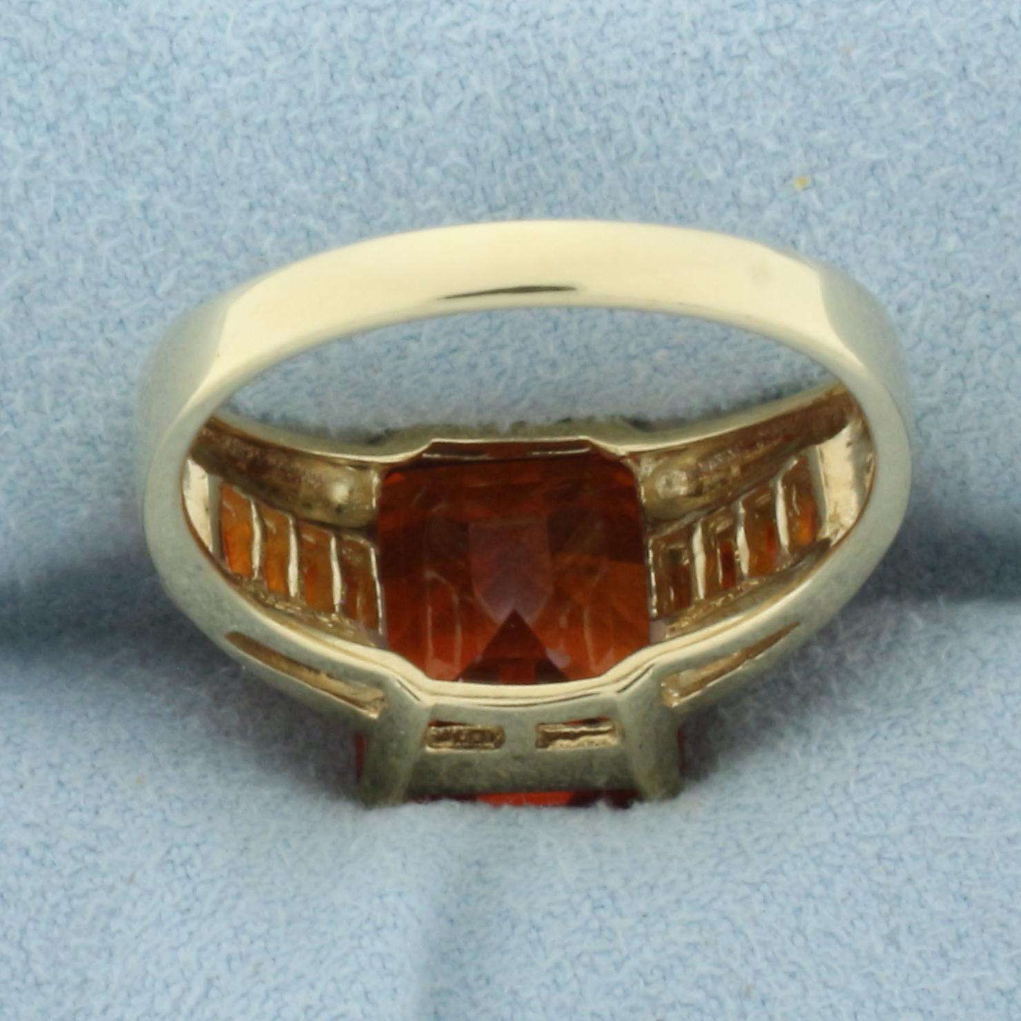Lab Orange Sapphire Ring In 10k Yellow Gold