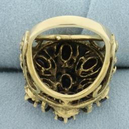 Garnet Cluster Victorian Revival Ring In 14k Yellow Gold