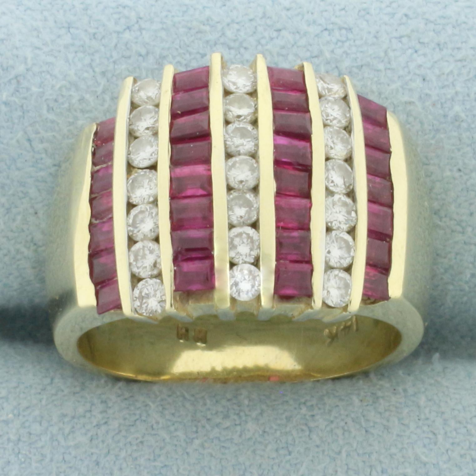 Diamond And Ruby Channel Set Ring In 14k Yellow | Proxibid