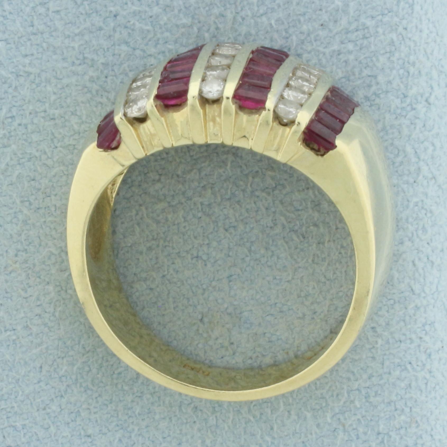 Diamond And Ruby Channel Set Ring In 14k Yellow | Proxibid